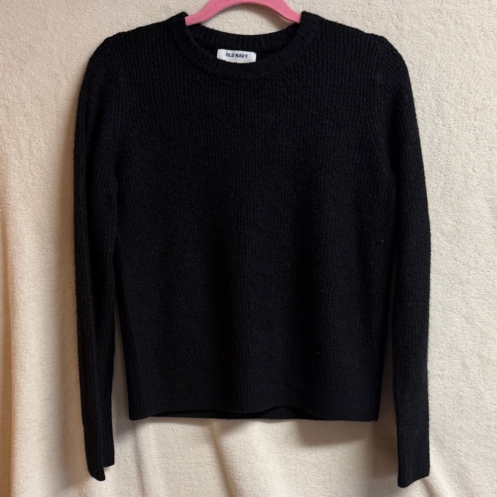 Old Navy Black Ribbed Knit Sweater Top
